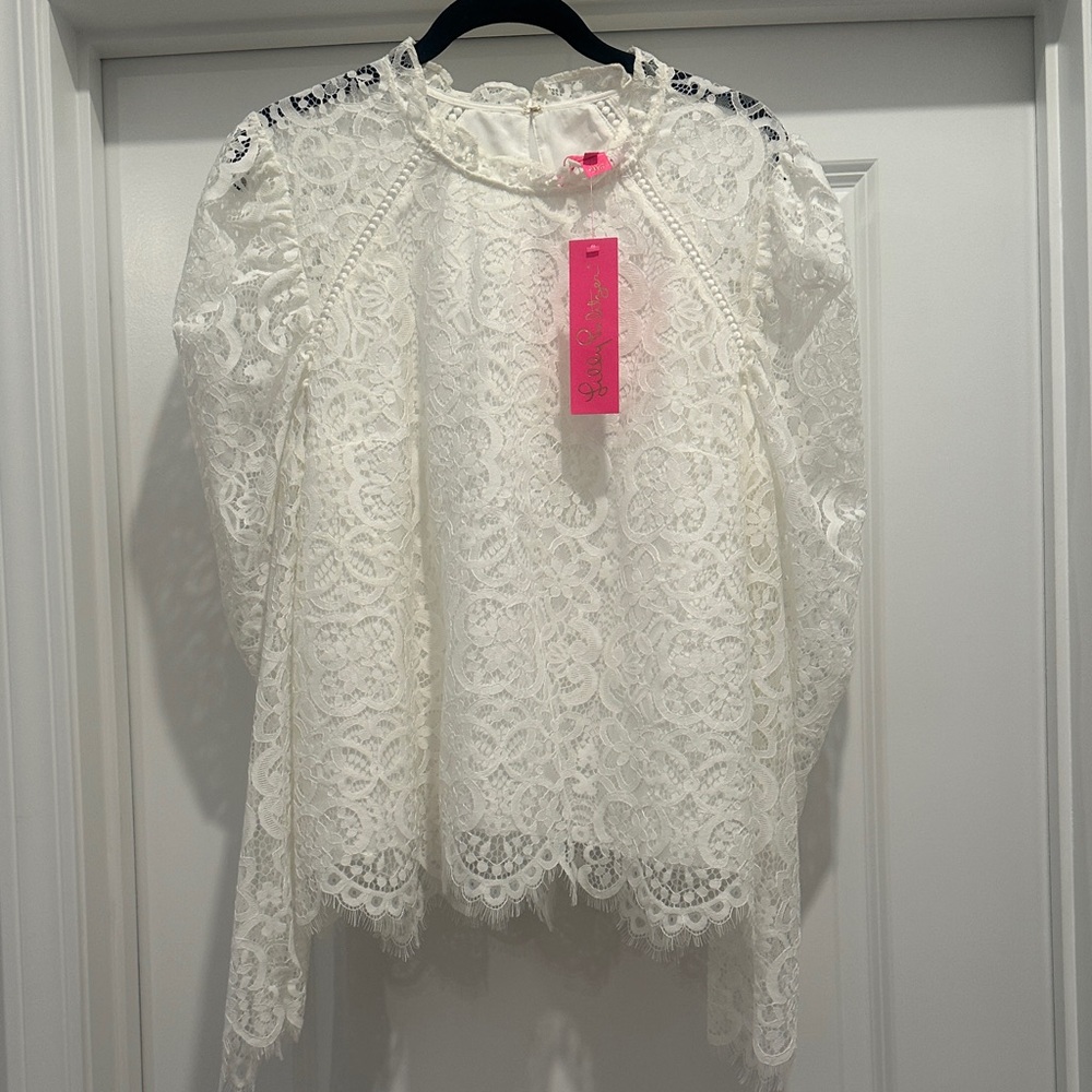 NWT Lilly Pulitzer Averi Long-Sleeve Blouse - White